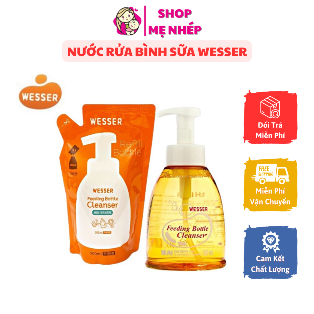 Nước rửa bình sữa Wesser mẫu mới ( nhập khẩu Hàn Quốc)