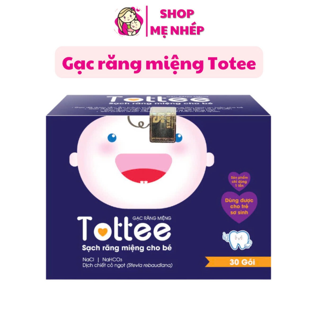 Gạc Rơ Lưỡi Tottee Làm Sạch Và Ngăn Ngừa Các Vấn Đề Răng Miệng Cho Bé Hộp 30 Gói